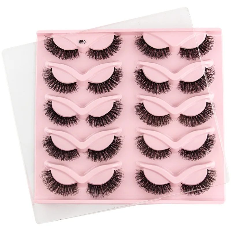 

MISS QC 10 Pairs Faux Mink Lashes Make Up Eyelashes Thick False Natural Eyelash Extension Hand Made Fake Eyelashes