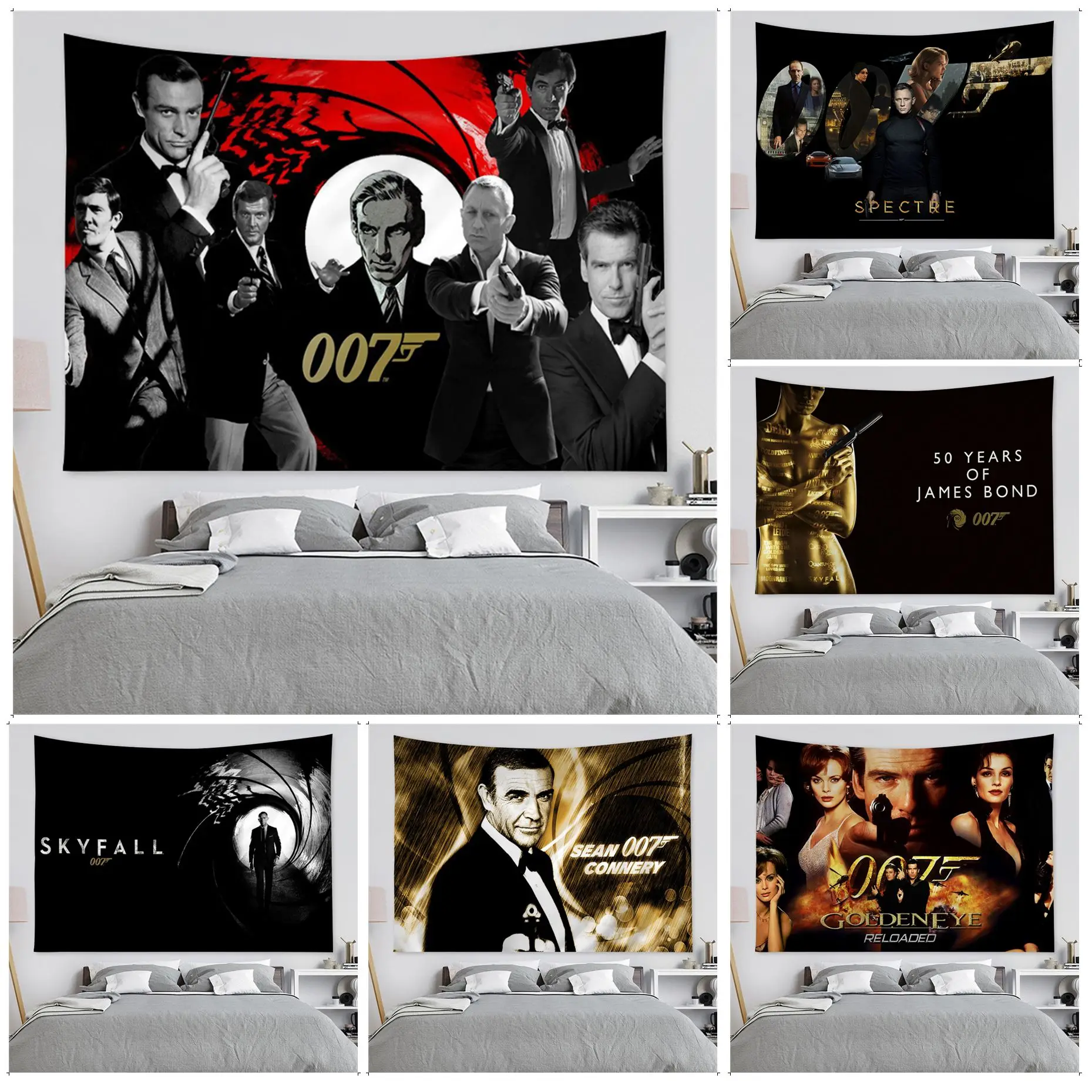 

J-James B-BondS 0-0-7S Tapestry Cartoon Tapestry Art Science Fiction Room Home Decor Wall Hanging Sheets