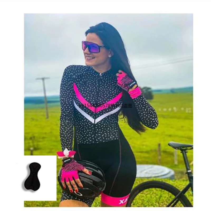 

Triathlon Jumpsuit Breathable Uniforms Woman Cycling Jersey Bike Mountain Clothing Custom Popular Style Bib Shorts Cycling Suit