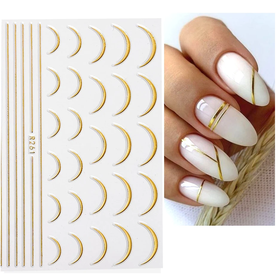 

1pcs Geometric Strip Line Adhesive Transfer Nail Sticker Heart Valentine Day Love Nail Decals 3D Meteor Pentagram Nail Art Decor