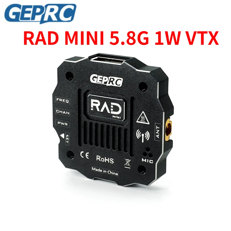 

GEPRC RAD MINI 5.8G 1W VTX Image Video Transmission Built-in Microphone 25mW/200mW/500mW/1000mW/PIT Mode for Long Range Drones