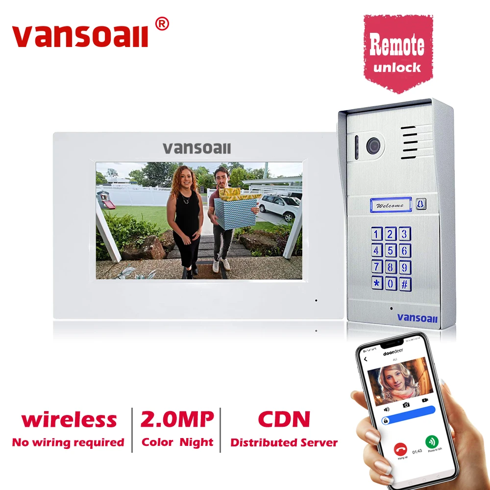 VANSOALL Wireless Video Door Phone Intercom System with WiFi 1080P Doorbell and WiFi 7