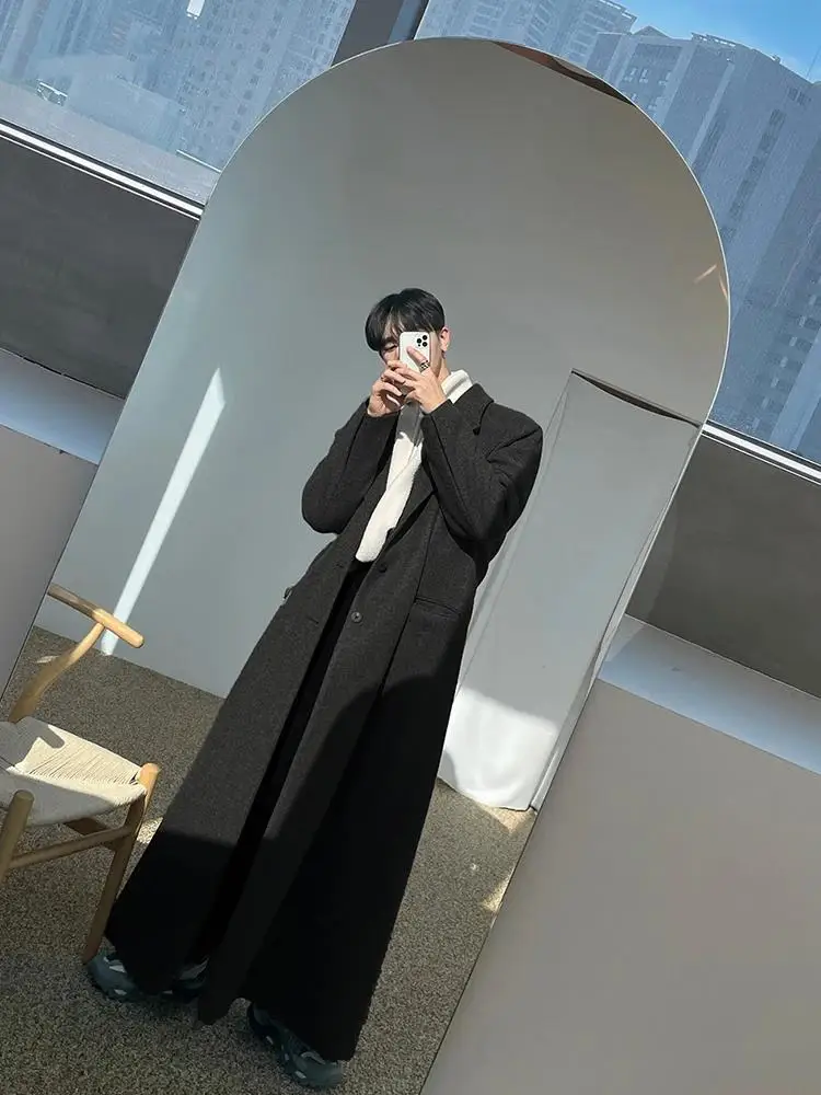 Новинка Осень-зима 2024 очень длинное теплое Черное свободное повседневное