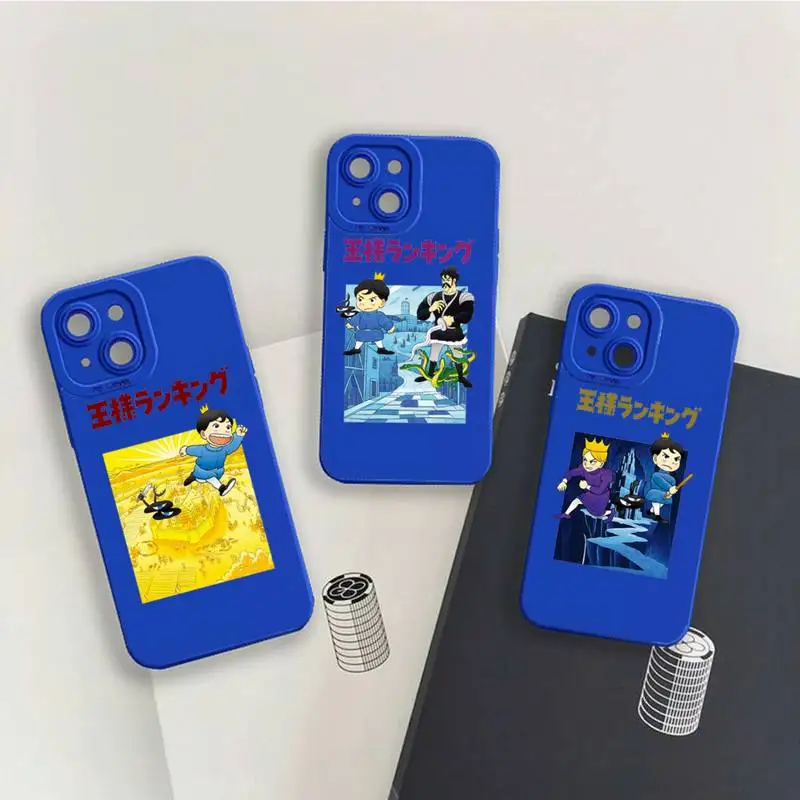 

King Ranking Cartoon cute Phone Case For iPhone 13 12 11 Pro MAX Mini X XS XR 7 8 Plus Camera Lens Liquid Silicone Klein Blue