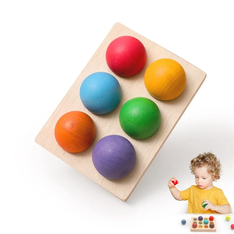

Деревянный Радужный подходящий шар Монтессори, цветная сортировочная доска, развивающая цветная Когнитивная игра для детей, подарок на день рождения, 1 набор