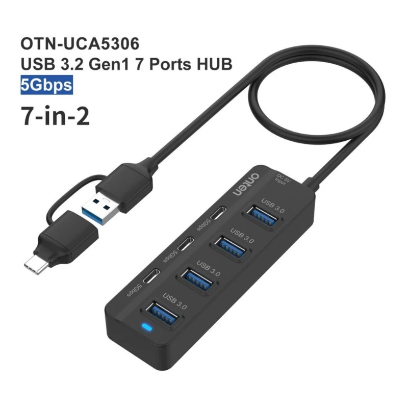 

USB-концентратор 7-портовый USB USB-концентратор C 5 Гбит/с адаптер-разветвитель нескольких USB-портов