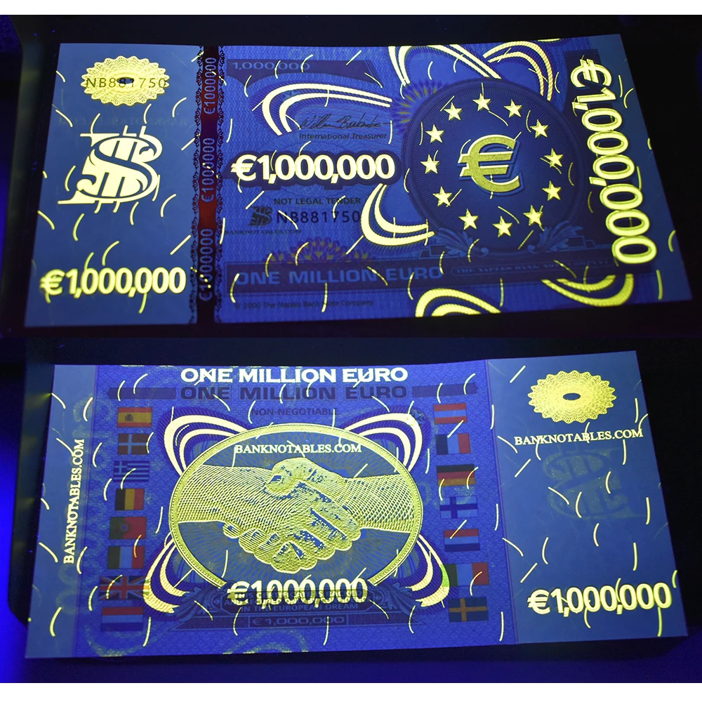 

100pcs/set 1 Million Euro Banknote Fake Money Serial Number Banknote Fluorescent Anti-counterfeiting Logo Collection Gift