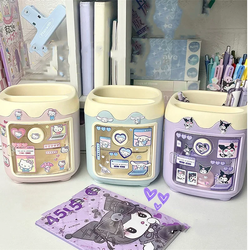 

Sanrio HelloKitty Kuromi High Beauty Brush Holder Cute Student Stationery Storage Bucket Desktop Makeup Brush Storage Box