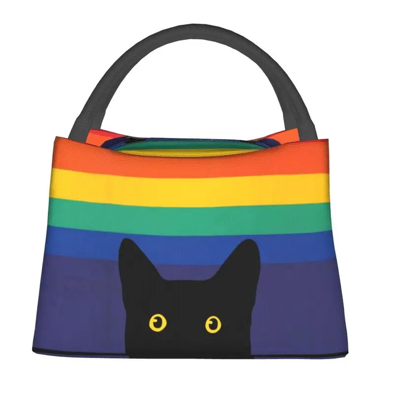 

Изолированная обеденная сумка с радужным котом «глайкинг», водонепроницаемая ЛГБТ, гей-Прайд, охлаждающая термальная коробка для бенто, дл...
