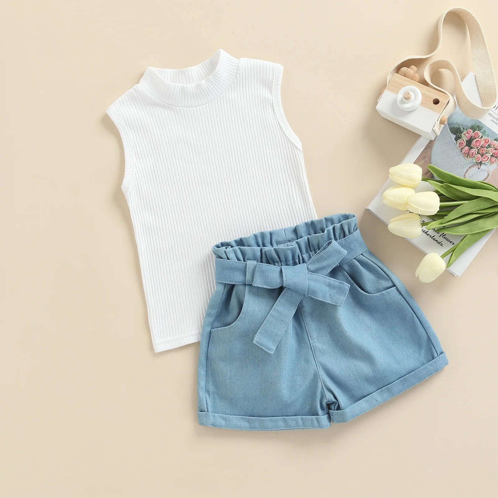 Летняя одежда для маленьких девочек от Citgeett трикотажный топ в рубчик без рукавов