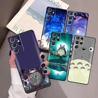 japan anime totoro miyazaki phone case for samsung galaxy s22 s21 s20 ultra fe 5g s22 s10 10e s9 plus black carcasa soft funda