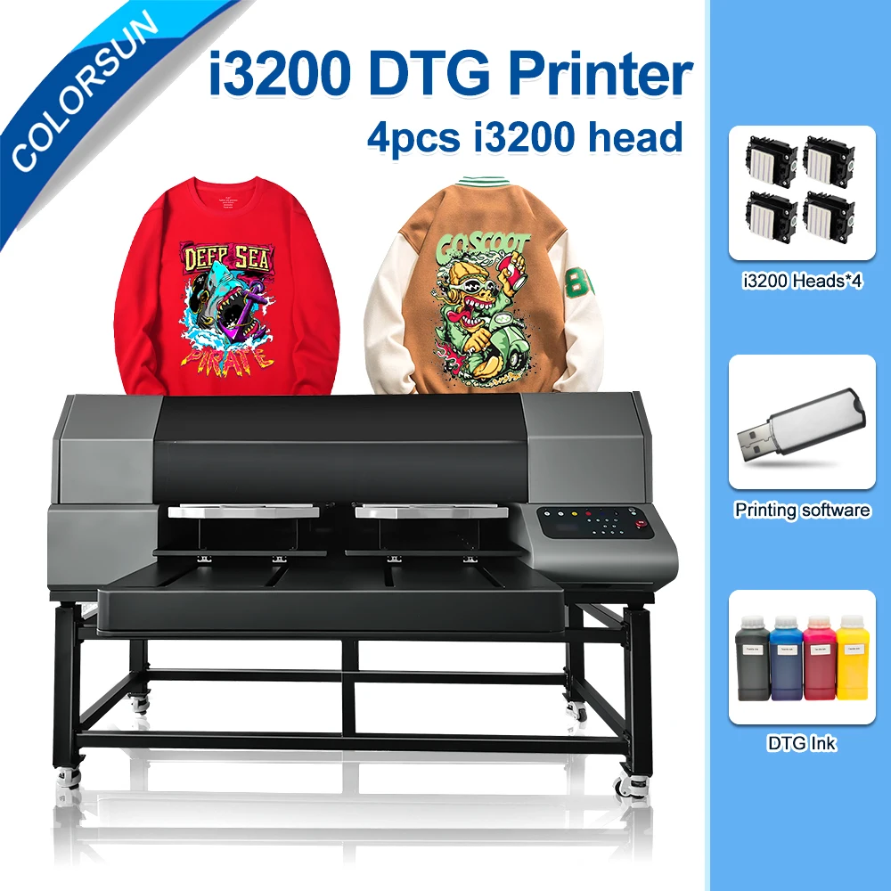 Colorsun A2 DTG Printer For Epson I3200 Digital Printing Machine Duplex DTG Printer Flatbed Printer For T-shirt Hoodies Bags