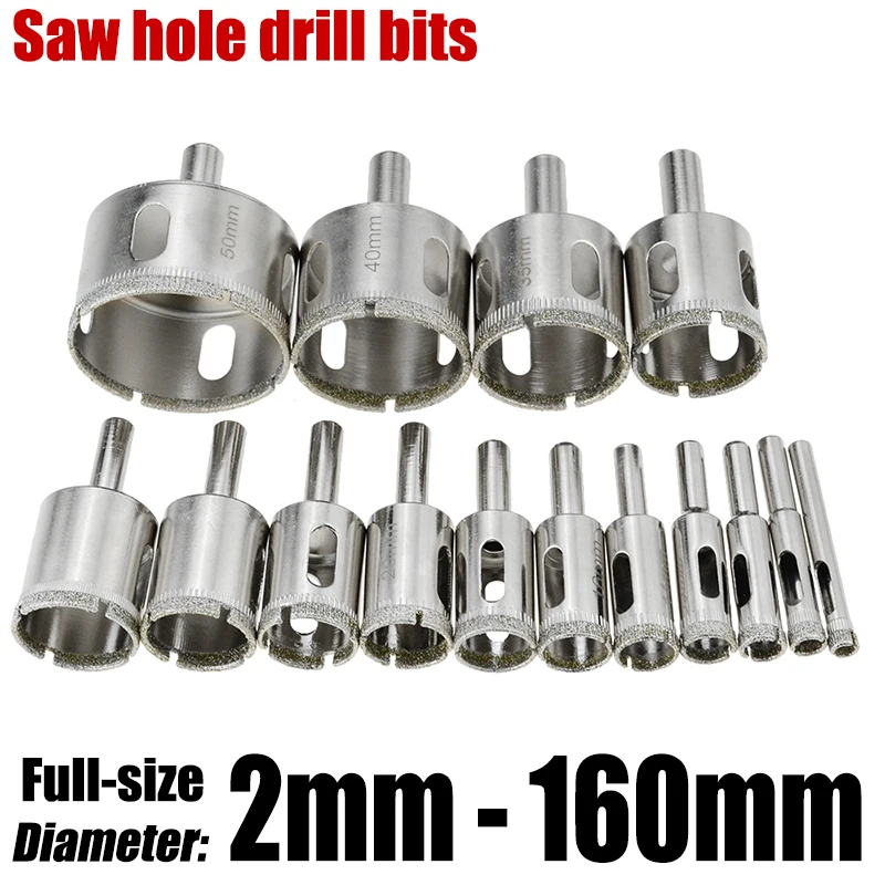 

1 шт. полноразмерная Пила 2-160 мм, сверло для отверстий с алмазным покрытием, гальваническое покрытие, фоторезак для плитки, мрамора, алмазного стекла, открывалка для отверстий