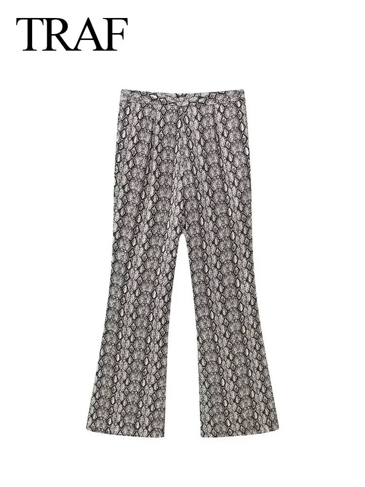 

Брюки женские прямые свободные с принтом питона, на осень