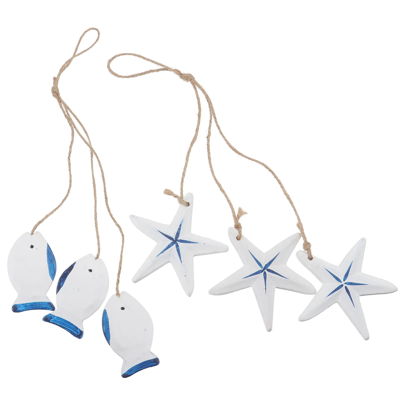 

6pcs Nautical Wood Wall Sculpture Wooden Beach Sign Wooden Fish Coastal Decor Wood Fish Wooden Fish Ornament