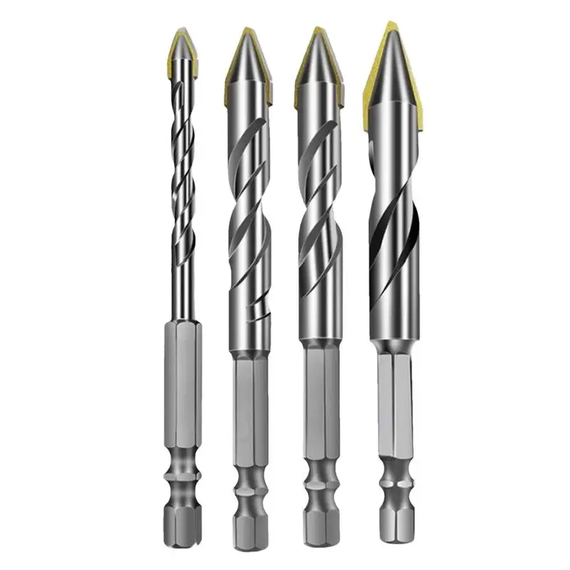 

Masonry Drill Bit Set Set Of 4 Rustproof Tipped Head Drill Bits Electric Hand Drill Products For Tile Glass Tile Marble Ordinary