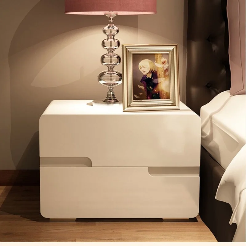 

Ночная тумбочка Минималистичная белая, современный ночной столик с 2 ящиками, роскошный прикроватный столик, шкаф для хранения, многофункциональная дополнительная мебель для дома GGP