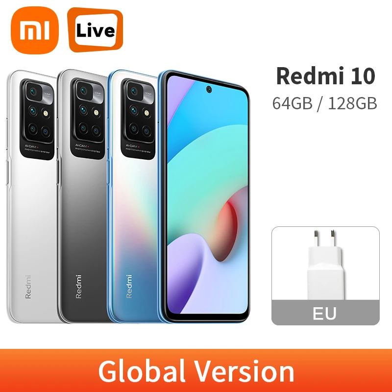 Смартфон Xiaomi Redmi 10 4 Гб 64 Гб/6 ГБ 128 50 МП четыре AI-камеры 90 Гц FHD + дисплей Helio G88