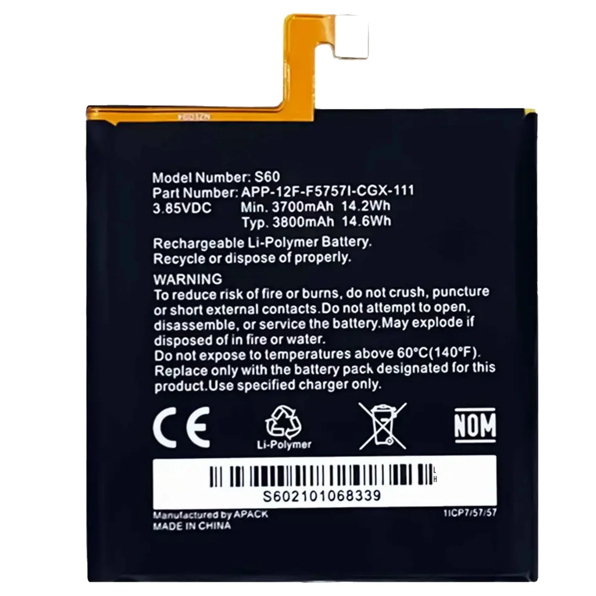 100% 3800 мАч для Caterpillar Cat S60 APP-12F-F57571-CGX-111 Аккумулятор телефона аккумулятор +