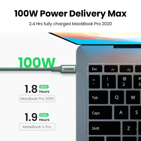 Ugreen USB C кабель 100 Вт Type C на Type C для MacBook Samsung PD100W USB Type C, кабель для быстрой зарядки QC4.0 USB C