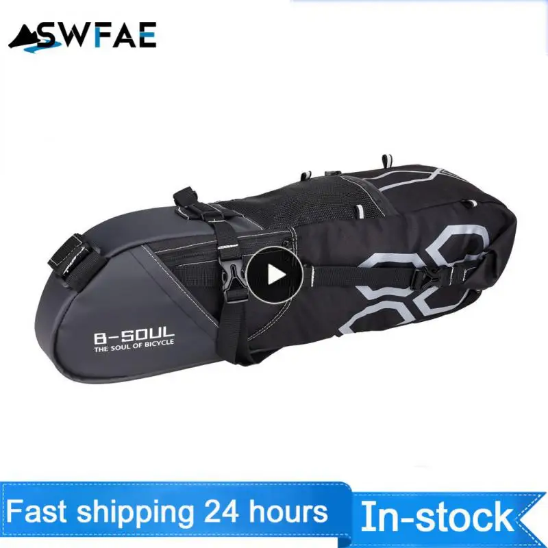 

Large-capacity Strong Support Rear Seat Bags Black And Gray Bike Saddle Bag Reflective Bicycle Tail Bag Cycling Accessories