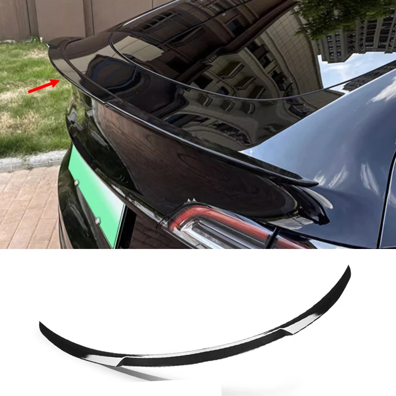 

Автомобильные аксессуары для Tesla Model Y 2020 2021 2022 2023 ABS глянцевый черный углеродное волокно задняя дверь хвост багажник спойлер крыло губа