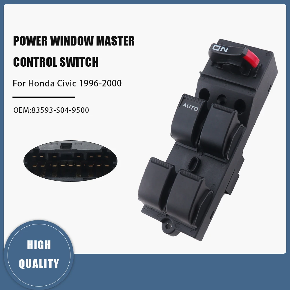 Фото Для Honda Civic CX EX HX LX Si 4-дверный 1996-2000 83593-S04-9500 Передний левый переключатель управления окном автомобиля водителя 83593S049500 №1