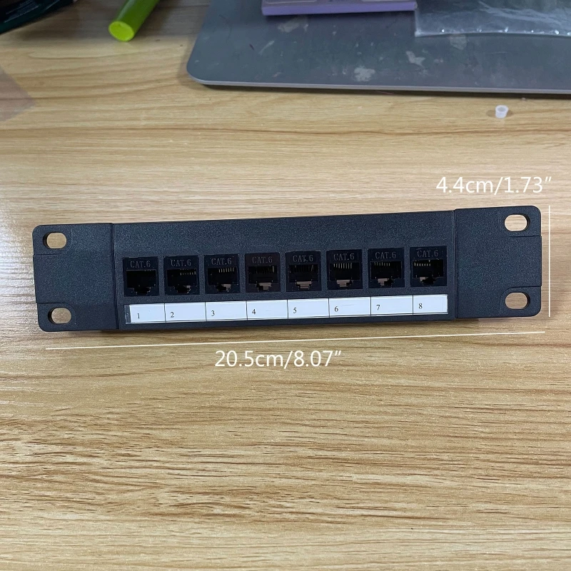 8 Port Straight-through CAT6 Patch Panel RJ45 Network Cable Adapter Keystone Jack Ethernet Distribution Frame UTP 19in images - 6
