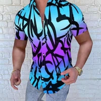 2022 summer mens new fashion 3d irregular printing casual short sleeve shirts street hip hop trend short sleeve tops large size