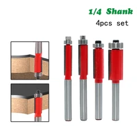 4pcs 14 6 35mm shank milling cutter wood carving end dual flutes ball bearing flush router bit straight shank trim woodworking