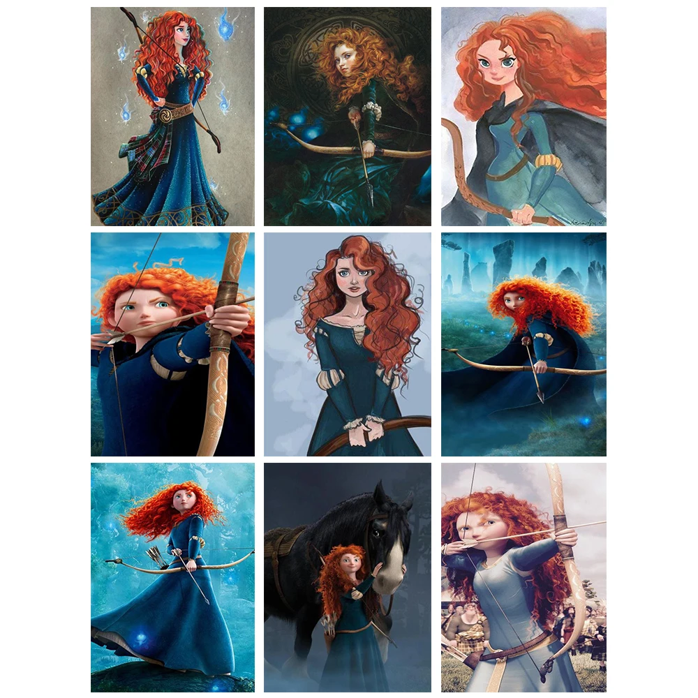 

5D Diamond Painting Full Drill Square/Round Cartoon Merida Princess Cross Stitch Handmade Resin Diy Home Decor Gift Mosaic Jh107