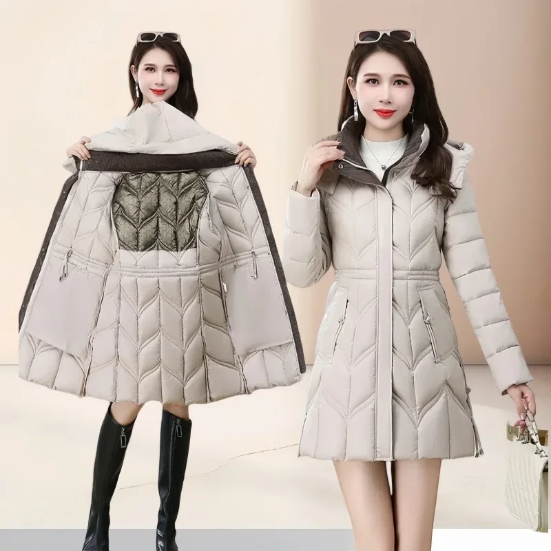 Женская зимняя куртка свободное хлопковое пальто с капюшоном женские парки