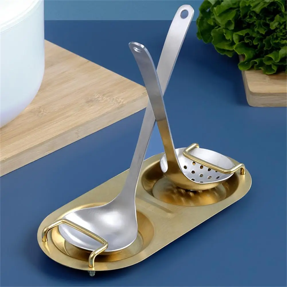 

Long Lasting Pretty Keep Drying Hygienic Spoon Rest Shelf Stainless Steel Pot Lid Holder Artistic Cooking Utensils