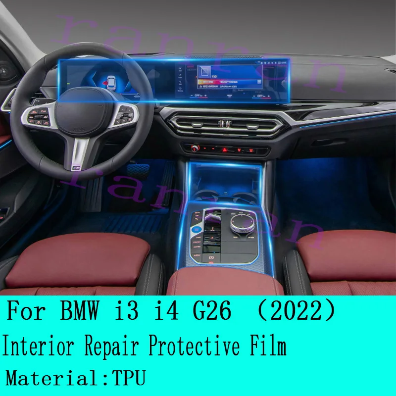 

For BMW i3 i4 G26 2022 Car Interior Center console Transparent TPU Protective film Anti-scratch Repair film Accessories Retrofit