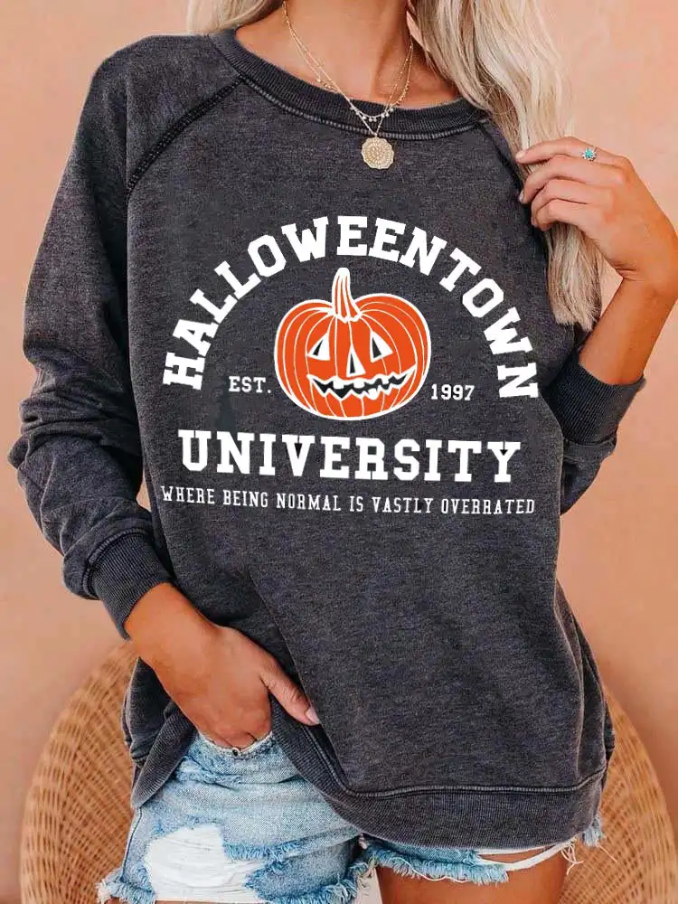 

Rheaclot Halloweentown University Women's Cotton T-shirt Female Funny Cute Long Sleeves Sweatshirt