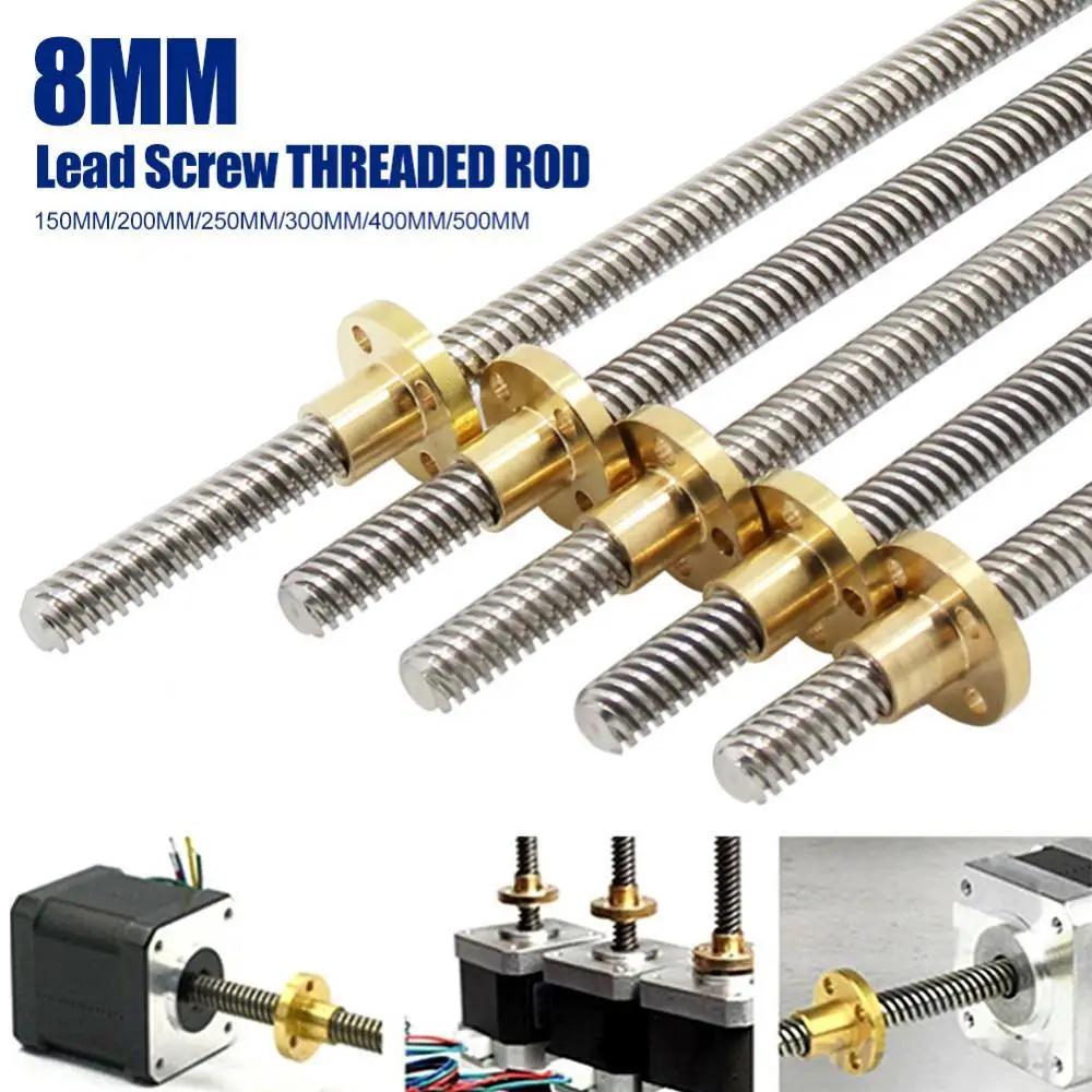 

150-500mm 3D Printer T8 Stepper Trapezoidal Acme Thread Lead Screw Rod with Nut