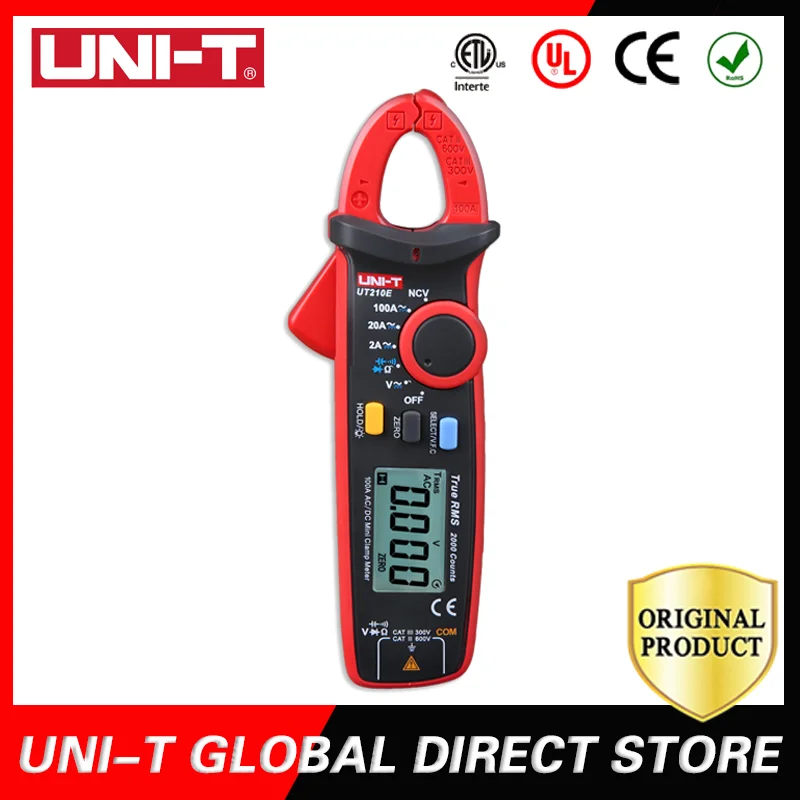 UNI-T UT210series Mini Multimeter Digital Clamp Multimeter AC/DC Current Resistance Capacitance True Effective Value UT210 ABCDE