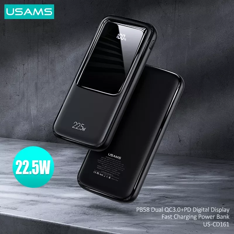 

NEW USAMS PB58 10000mAh Power Bank Digital Display Dual USB Powerbank For iPhone External Battery Charger