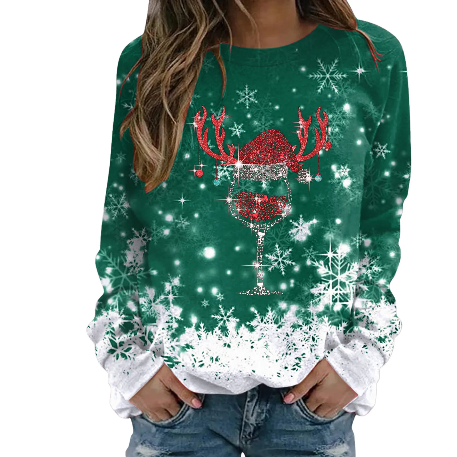 

Merry Christmas Sweatshirt For Women Funny Christmas Tree Truck Graphic Pullover Crewneck Workout Hip-