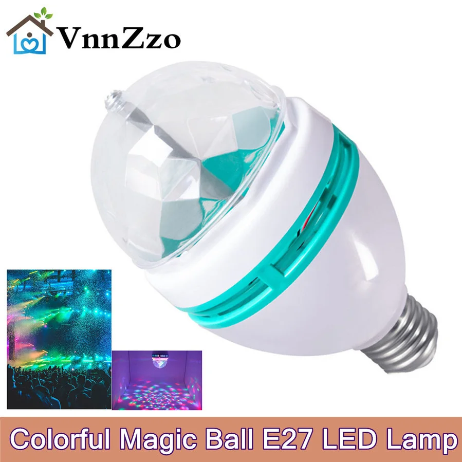 Neon Color Rotary Disco Ball Light Of Sound-control E27 Crystal Magic Lamp 3W Rotating Colorful Projection DJ KTV Bar Stage |