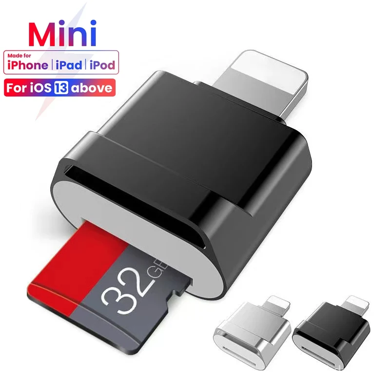 

For iPhone Micro Type C SD TF Card Reader OTG Adapter External OTG Memory Card Reader For iPhone 13 12 Pro iOS 13 Above System
