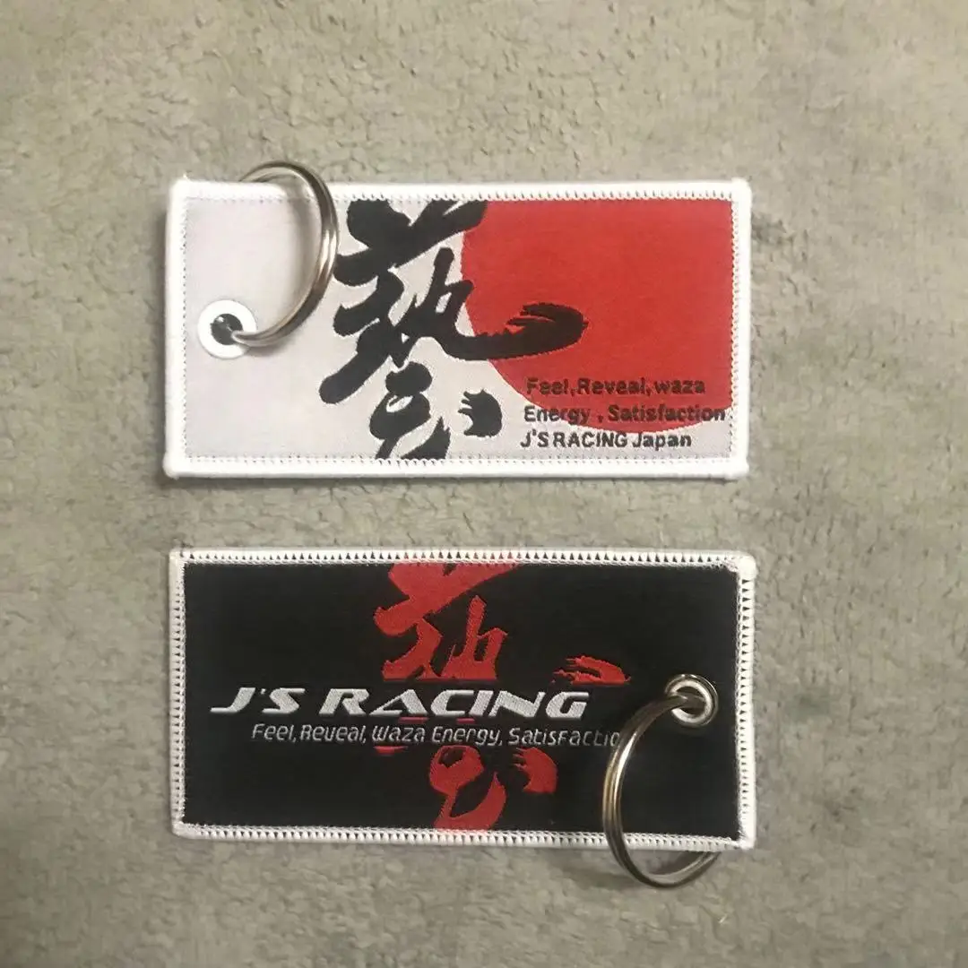 

2 side nylon embroidery JS RACING japan performance car keychain for Honda Civic Toyota Corolla Nissan GTR JDM accessories