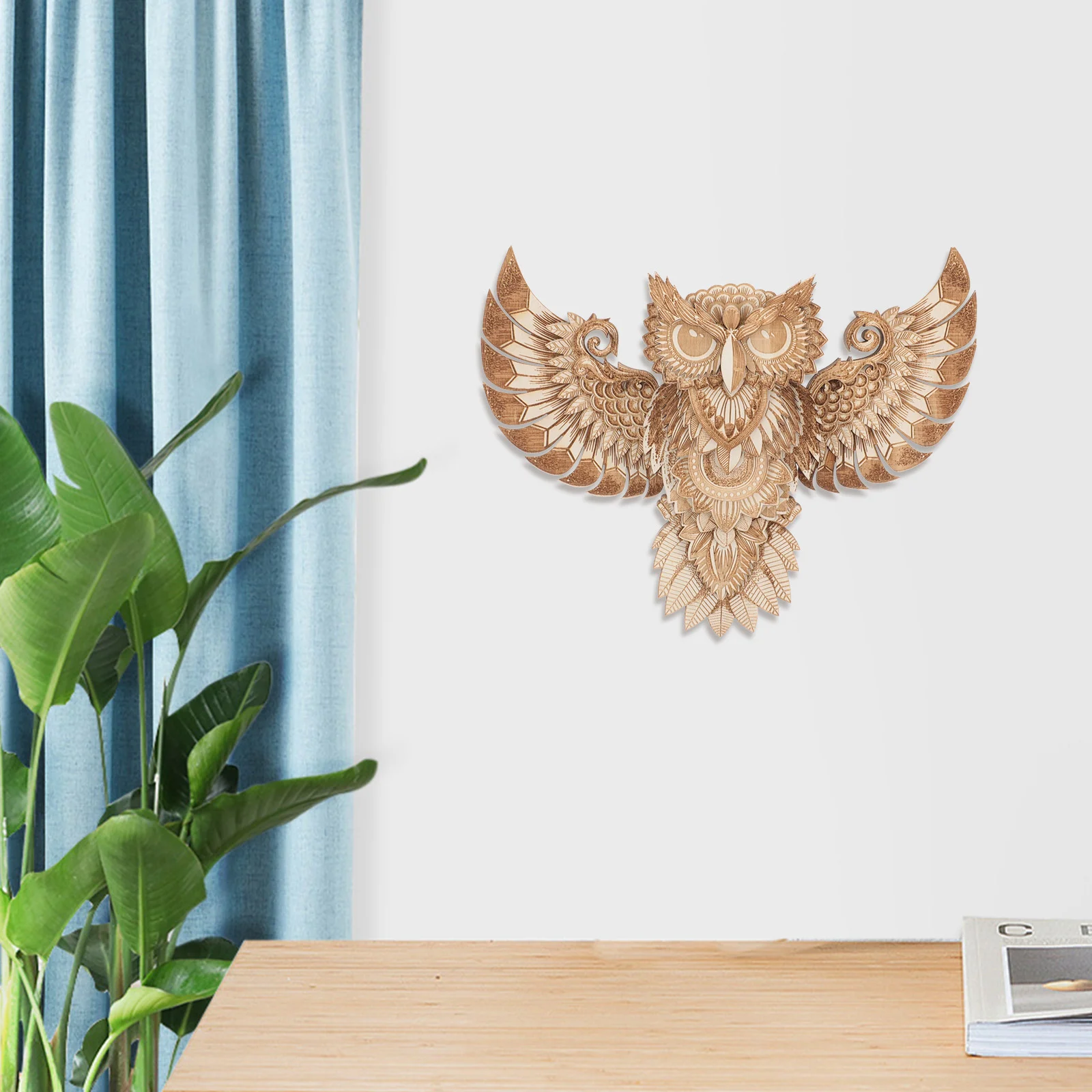 

Wooden Owl 3d Puzzle Hanging Ornament Artwork Decor Decorations Home Wall Festival Party