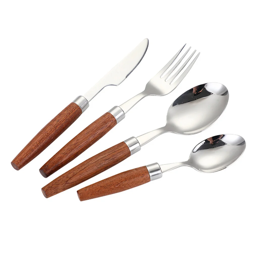 

4Pcs Practical Stainless Steel Steak Multi-functional Fork Spoons (As Shown)