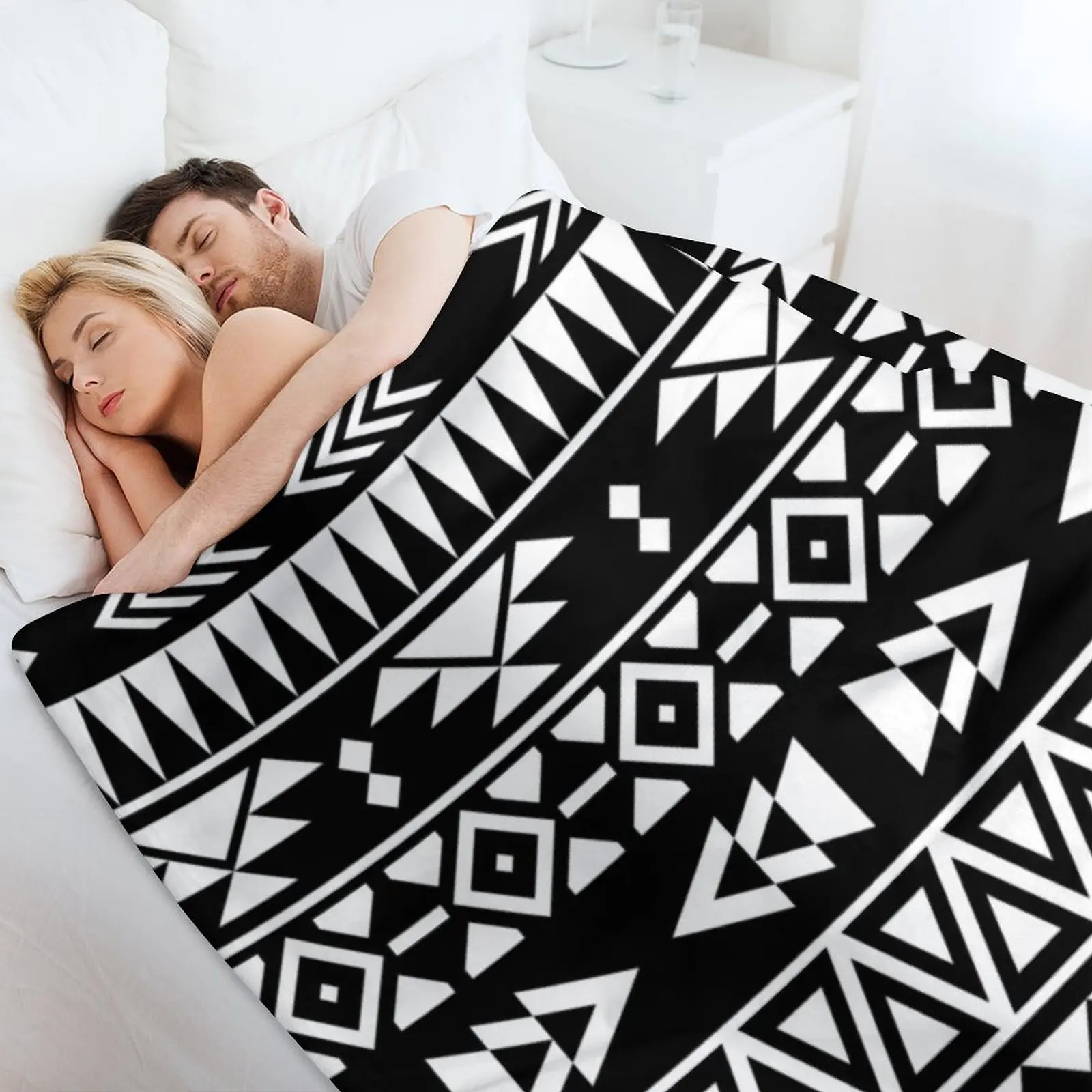 Черно-белое одеяло с геометрическим ацтекским узором декоративные одеяла для
