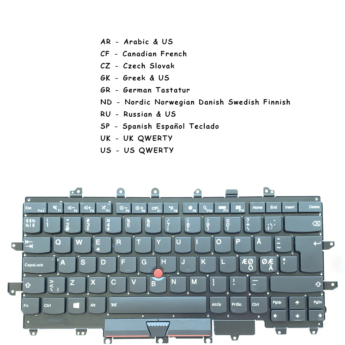 New Arabic CF Czech Greek German Nordic Russian Spanish UK US Keyboard for Lenovo ThinkPad X1 Carbon 4th 2016 BACKLIT , Black