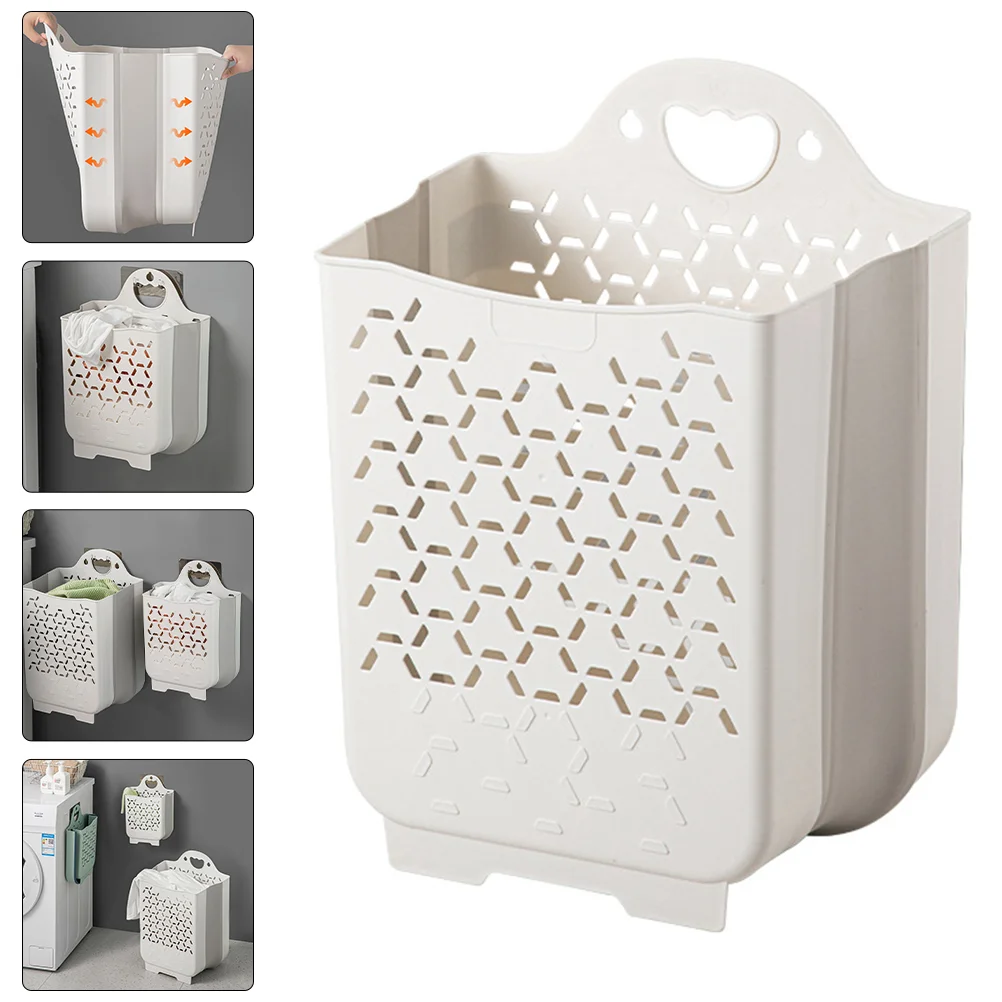 

Laundry Basket Hamper Wall Clothes Storage Dirty Collapsible Bathroom Baskets Bin Hanging Foldable Toys Organizer Mount Folding