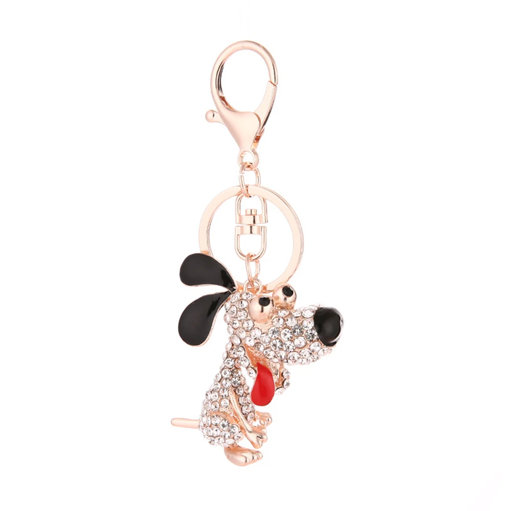 

Dog Shape Keychain Lightweight Alloy Diamond Pendant For Bags Key