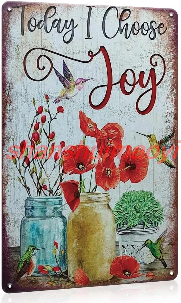 Металлическая табличка YOYI ART Винтажные цветочные колибри