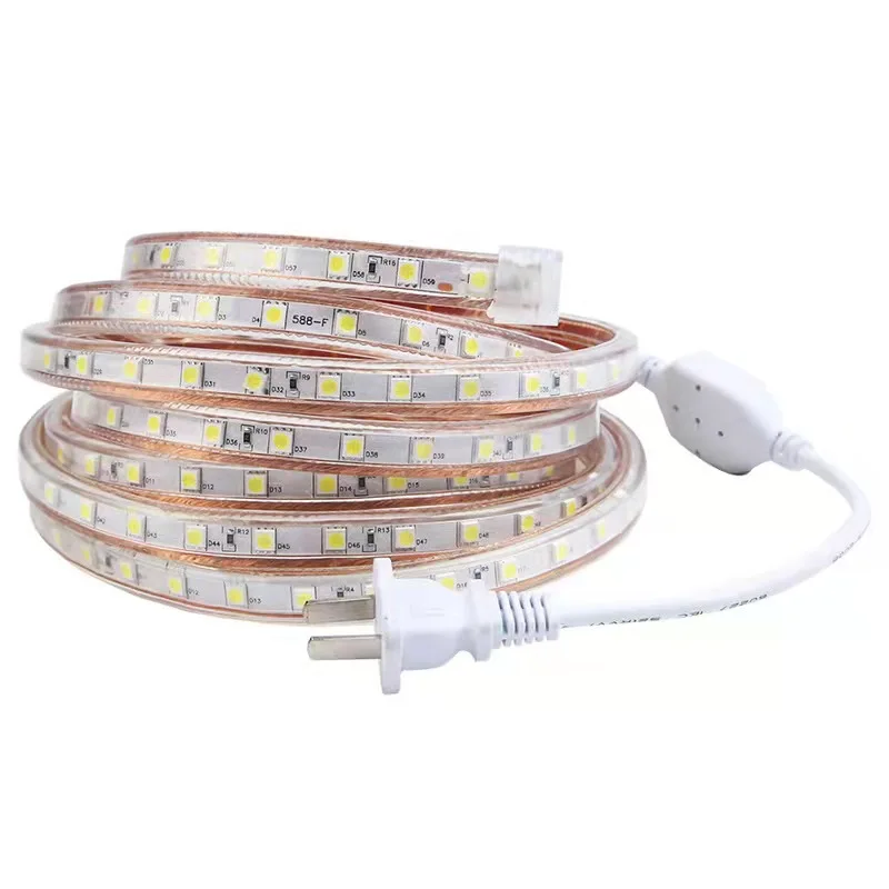 Светодиодная лента 220 В гибкая SMD 5050 1 м 5 10 15 20 диммер водонепроницаемая